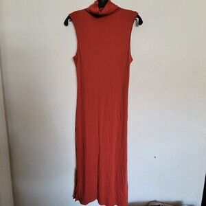 NEW A New Day Red Ribbed Mock Neck Sleeveless Jersey Knit Maxi Dress Size Small